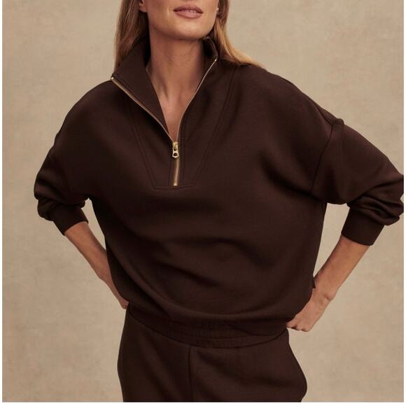 Varley Tops - Varley Hawley Half-Zip Pullover Coffee Bean Size Medium